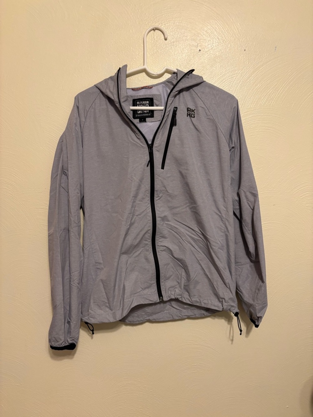 Lightweight Hooded Windbreaker Jacket Gray Small Full Zip Athletic Outdoor